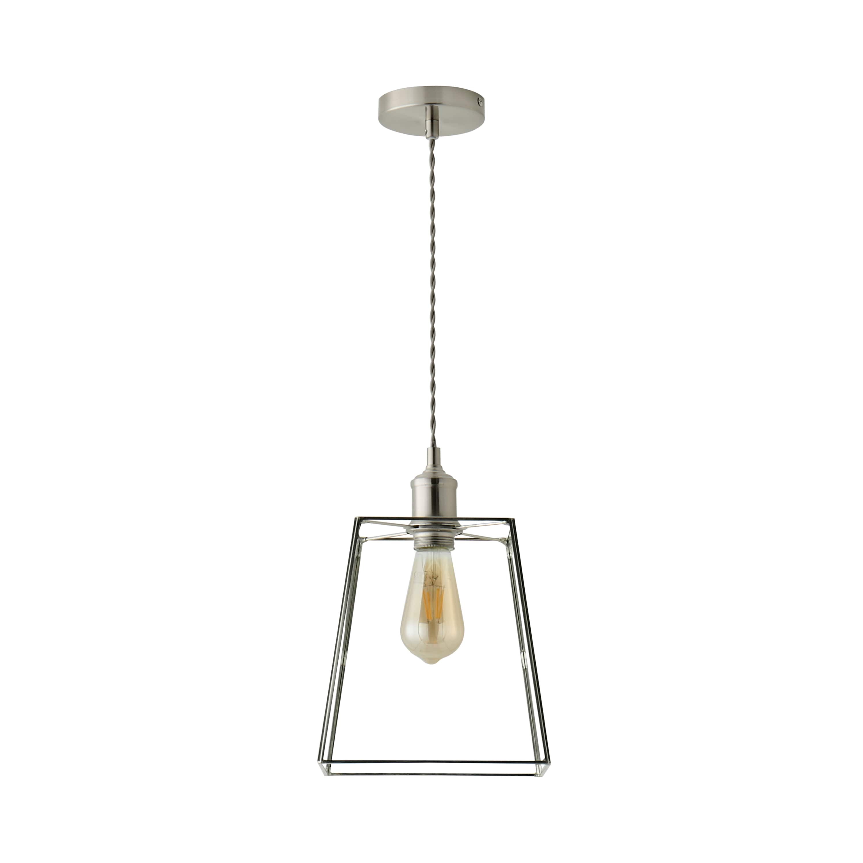 ValueLights Susie Glass Lantern Lamp Shade Single Drop Ceiling Pendant Light in Silver