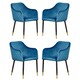 image 1 of Set of 4 Verona Velvet Dining Chairs with Quilted Back & Black Legs - Modern Accent Chair with Silver Foot Tips | Blue