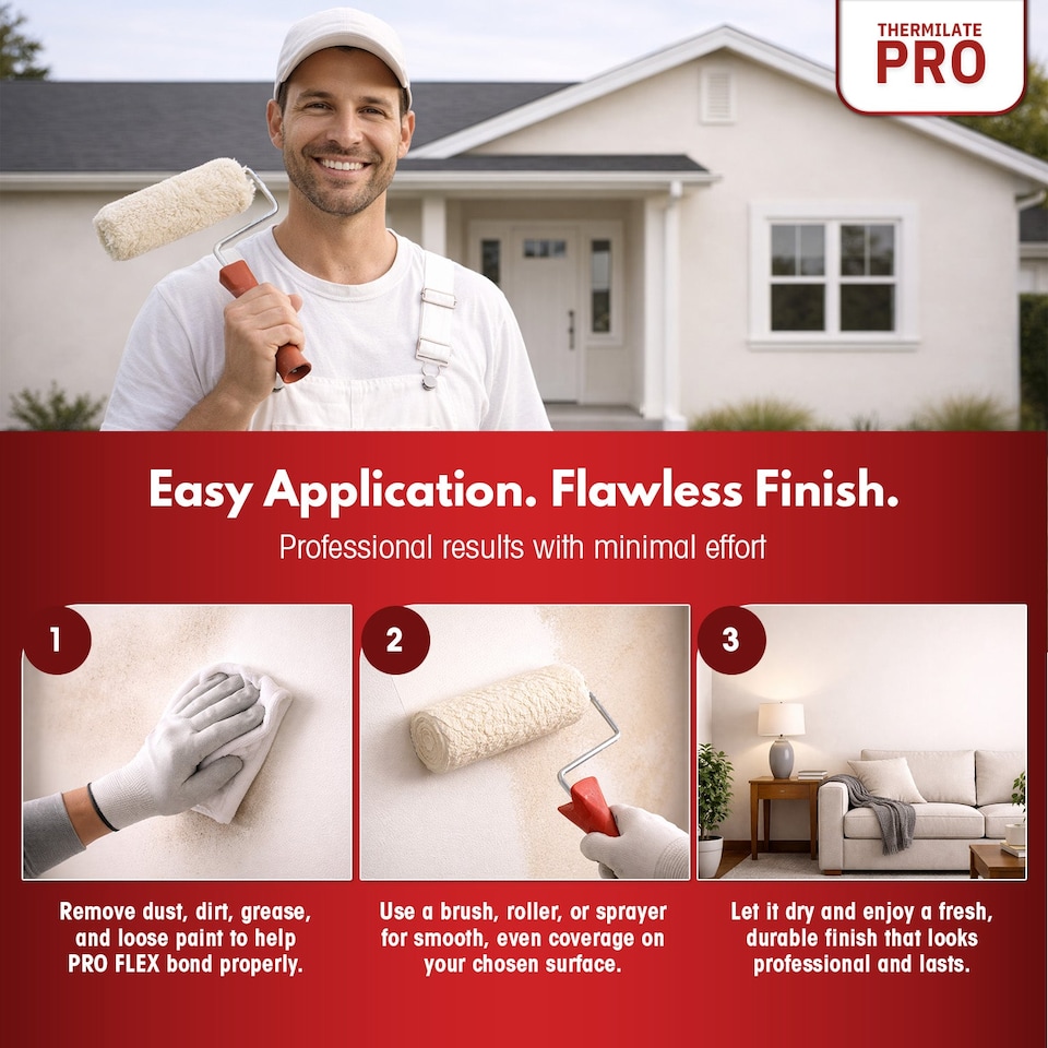 image 1 of Thermilate PRO FLEX Interior & Exterior Paint - Multi-Surface Paint & Primer - All-in-One - Ultra White - 5L - Matt