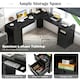 image 8 of COSTWAY 168 CM L-shaped Computer Desk w/Power Outlets Black Black