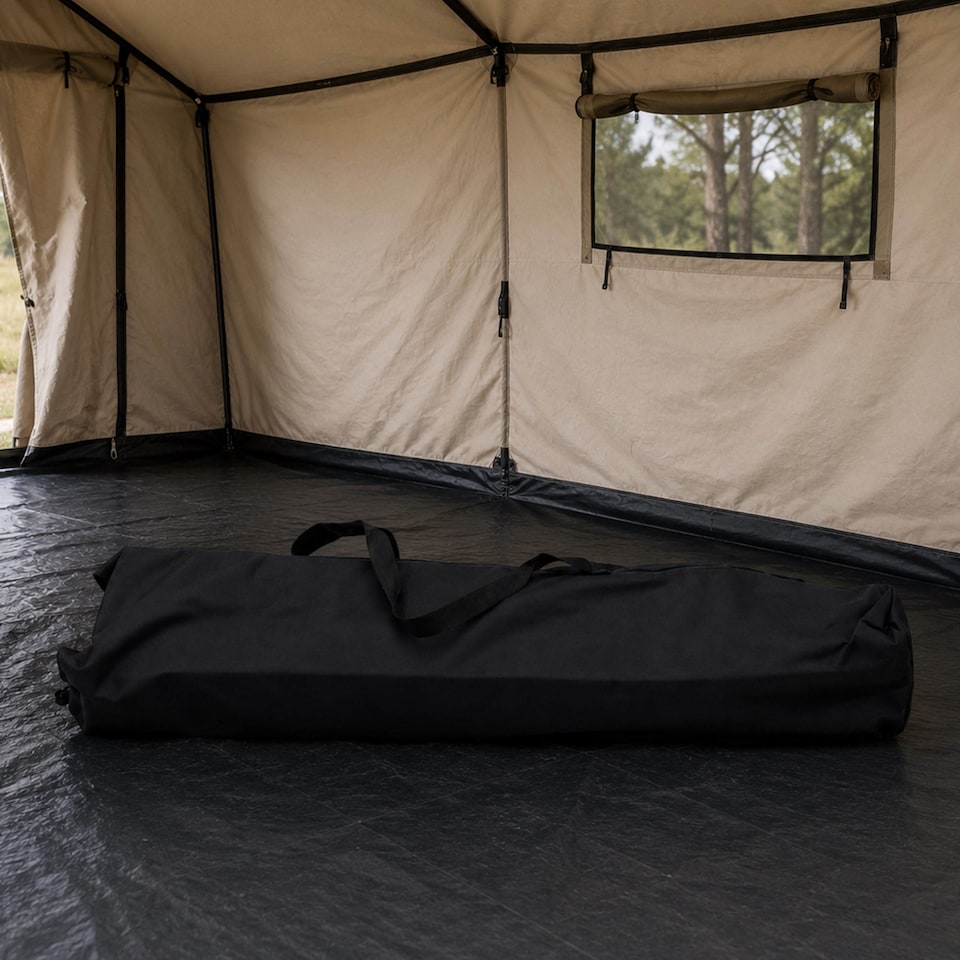 image 1 of Heavy Duty Outdoor Folding Camping Bed Portable with Carry Bag | Black
