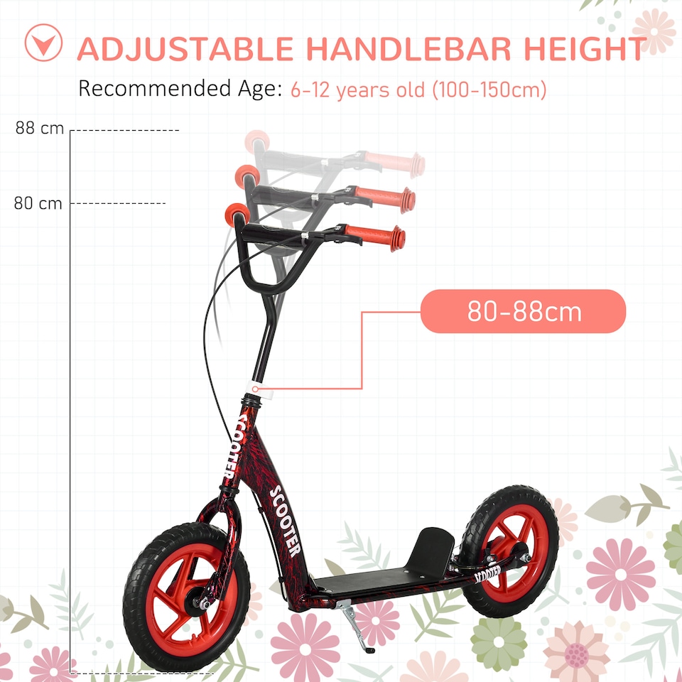 image 1 of AIYAPLAY Kids Scooter with Adjustable Handlebar, Kick Scooter, Red