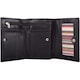 image 1 of London Leathergoods Womens Tri Fold Money Holder Magnetic Flap Purse Wallet | Black | Black