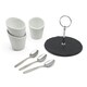 image 3 of Van Gogh Tapas Serving Dishes Set Platter Snack Dips Cups Slate Ceramic White | Grey