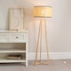 image 3 of ValueLights Lottie Natural Wood Tripod Floor Lamp Wicker Shade and Bulb