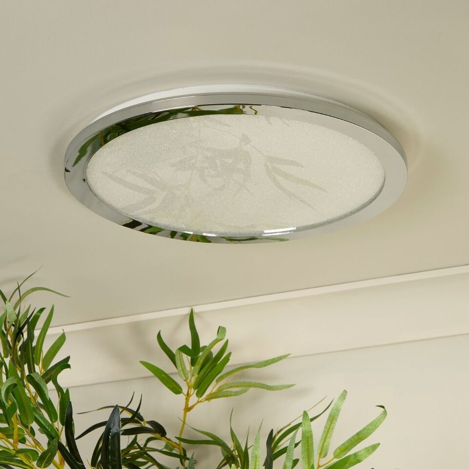 image 1 of Addie Bathroom Chrome & Crystal LED Flush Ceiling Light