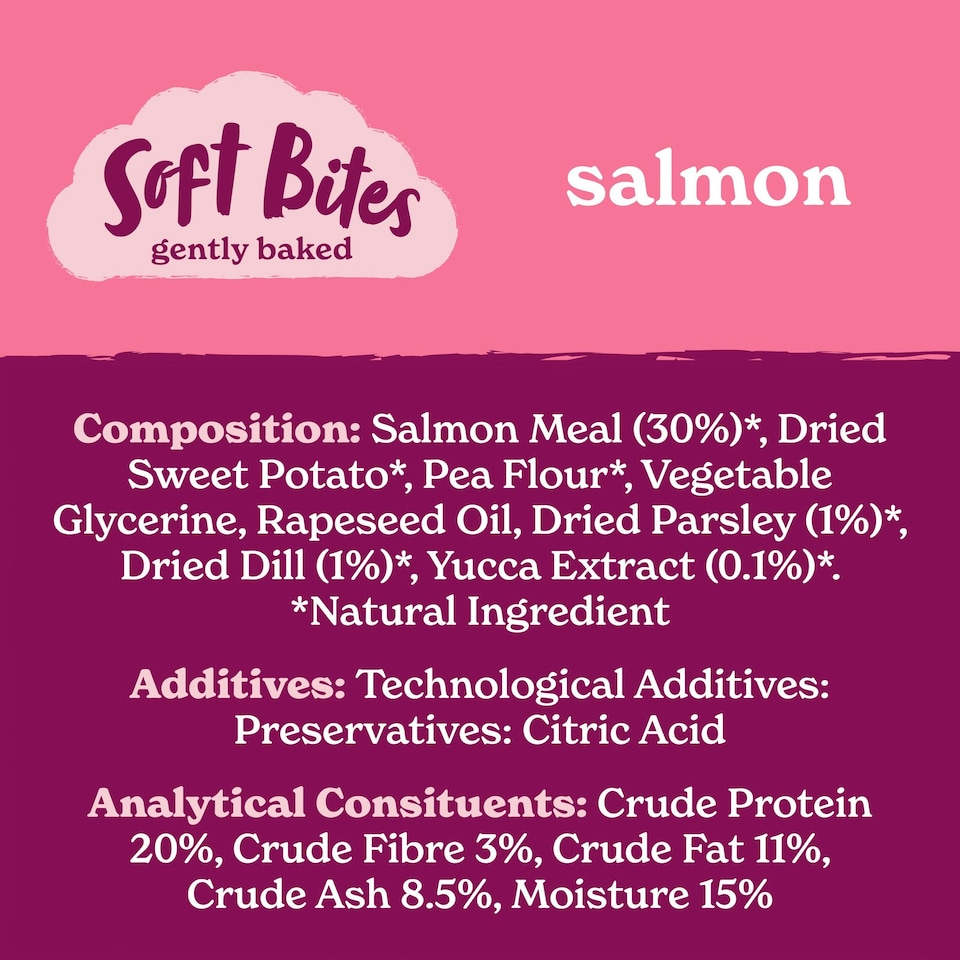 image 1 of Salmon Soft Bites Dog Treats (8x90g)