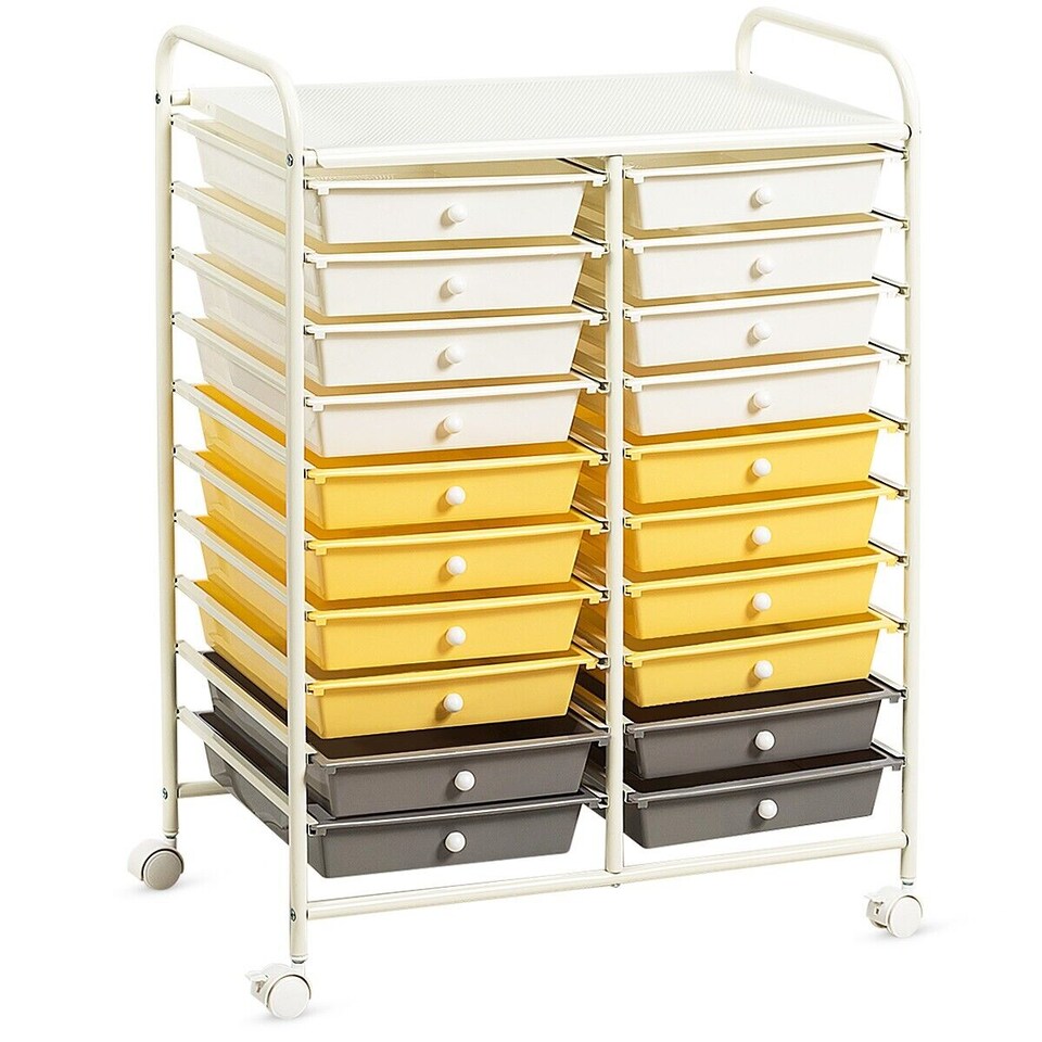 image 1 of COSTWAY 20 Drawers Storage Trolley Home Organizer Yellow