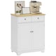 image 1 of HOMCOM Rubber Wood Top Kitchen Cupboard Side Cabinet Island w/Adjustable Shelf