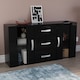 image 7 of Vida Designs Astro 2 Door 3 Drawer LED Sideboard Buffet Cabinet Storage, Black | Black | 1