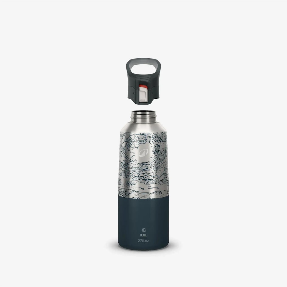 image 1 of Decathlon 0.8 L insulated stainless steel flask 900 with quick-release cap for hiking