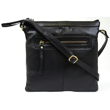 Butter Soft Premium Leather Cross Body Bag, Adjustable Shoulder Strap Black | Black