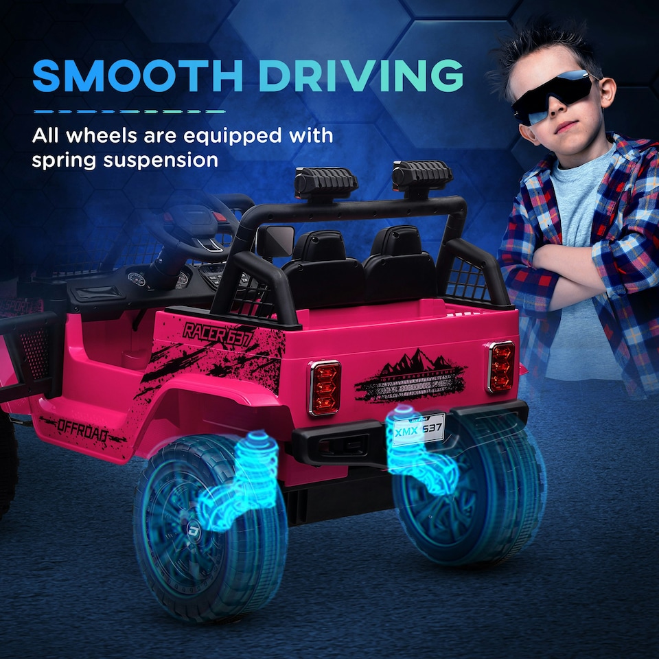 image 1 of AIYAPLAY Kids Ride On Car, 12V Electric Truck w/ Suspension, Pink