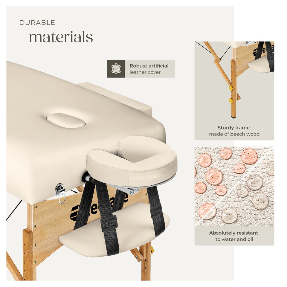 image 1 of Massage Table 3 Zones Massage Table Massage Bed Cosmetic With Lounger Bag Head- And Armrests | Cream | beige | 1