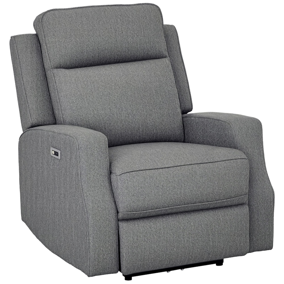image 1 of HOMCOM Electric Armchair, Fabric Recliner Chair with USB Port, Charcoal Grey