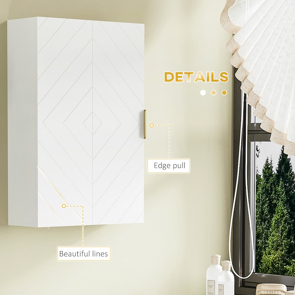 image 1 of kleankin Bathroom Wall Cabinet with Adjustable Shelves for Hallway, Living Room