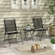 image 2 of Outsunny Bistro Set Folding Chairs & Coffee Table for Balcony, Black Black | Black