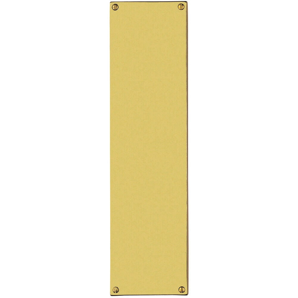 Loops Flat 1.5mm Door Finger Plate 304 x 77mm Polished Brass Protective Push Plate in Metallics