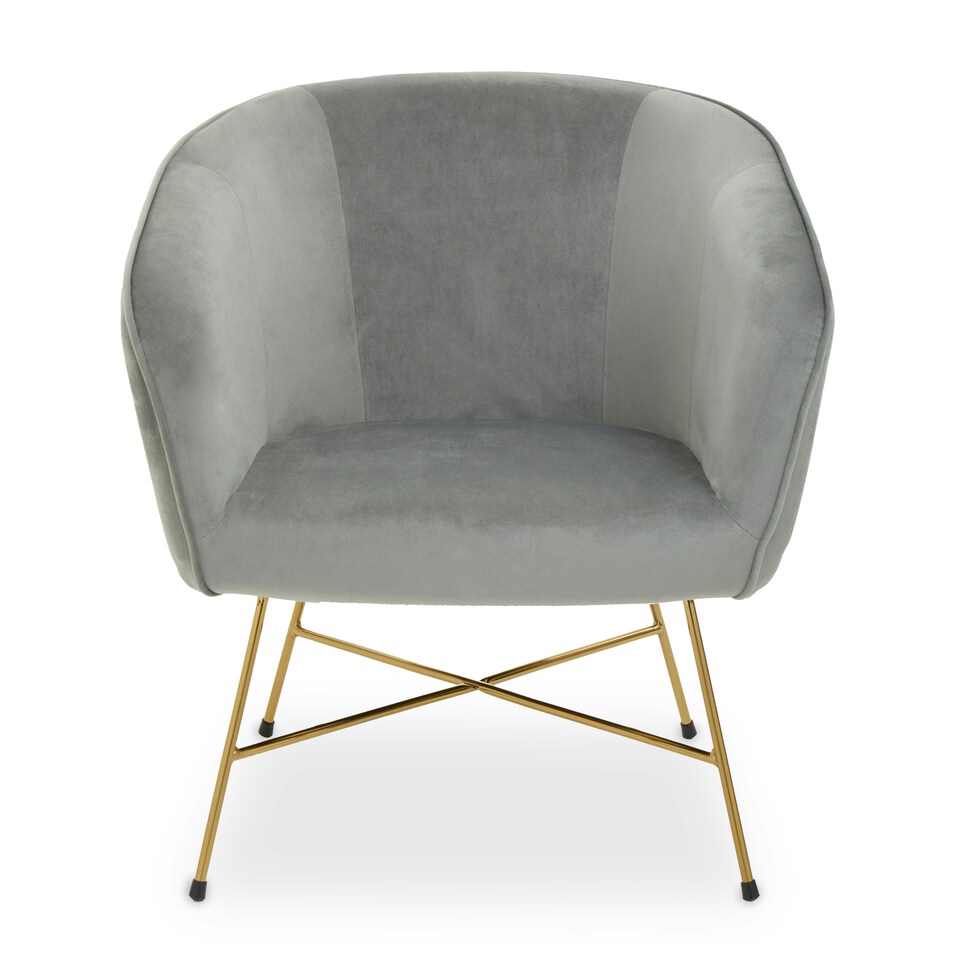 image 1 of Interiors by Premier Grey Chair With Metal Frame, Comfy Grey Outdoor Velvet Chair Metal, Effortless Cleaning Velvet Chair