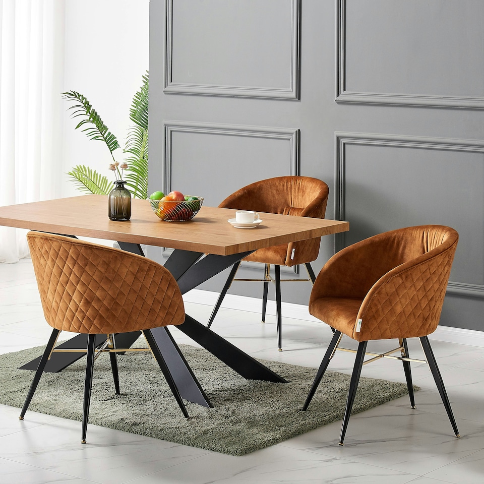 image 1 of Duke LUX Dining Table Single, White Brown | Oak