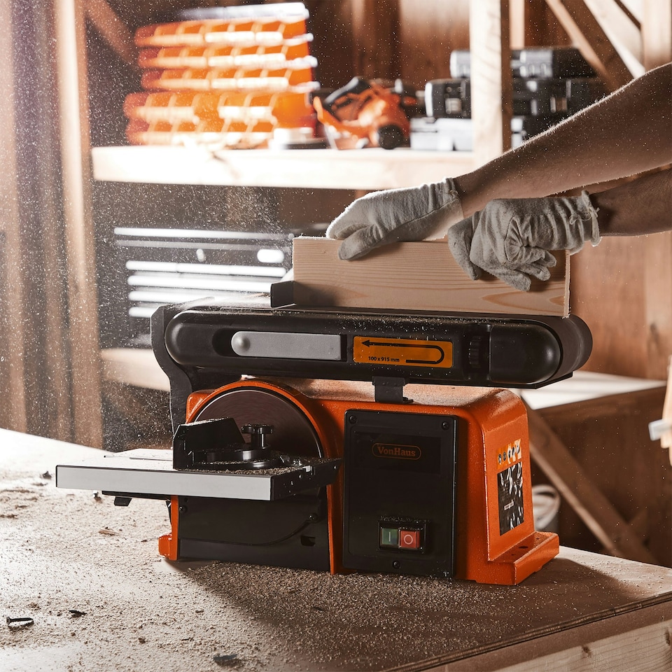 image 1 of VonHaus Benchtop Belt and Disc Sander with Cast Iron Base