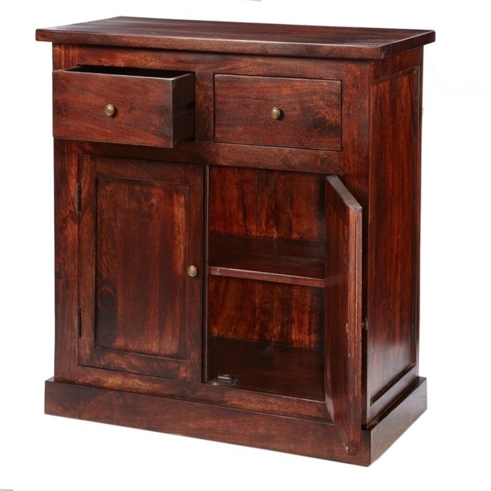 image 1 of Jaipur Dark Mango 2 Door Sideboard - Solid Mango Wood - L50 x W90 x H90 cm Brown