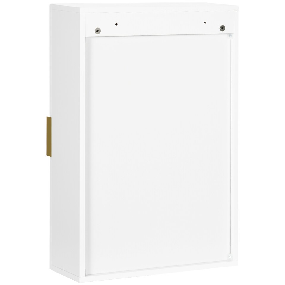 image 1 of kleankin Bathroom Wall Cabinet, Over Toilet Storage Cupboard with Adjustable Shelves for Hallway, Living Room, White | White | White