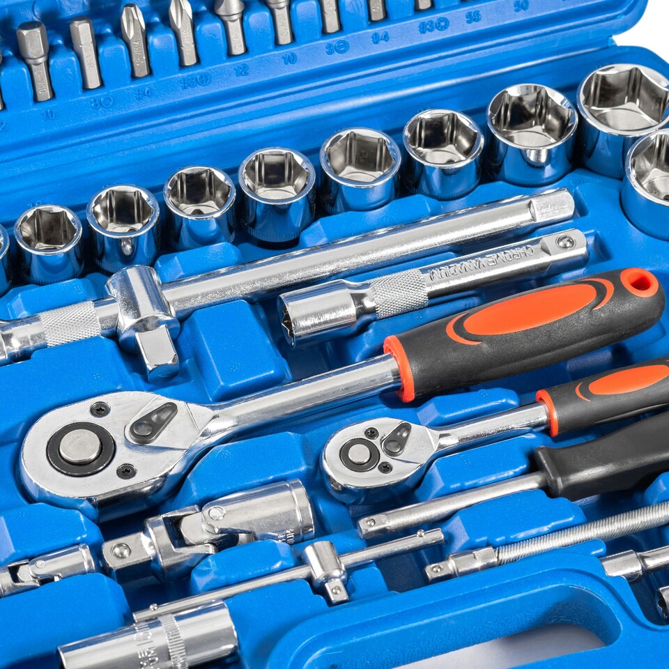 image 1 of 94PC 1/2" & 1/4" SOCKET SET & SCREWDRIVER BIT TORX RATCHET DRIVER CASE TOOL KIT