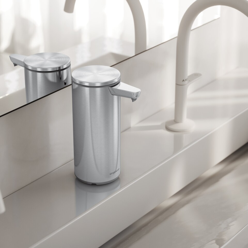 image 1 of Simplehuman 266ml Rechargeable Sensor Soap Pump, Automatic Hand Motion Soap Dispenser, Brushed Stainless Steel
