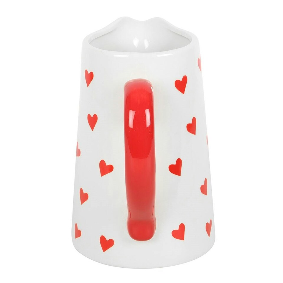 image 1 of Something Different Heart Ceramic Flower Jug - White/Red - One Size