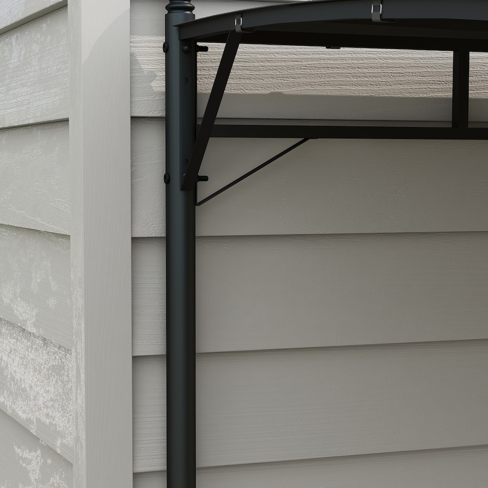 image 1 of Outsunny 3 x 4m Pergola, Lean to Garden Gazebo with UVResistant Canopy and Metal Frame, Outdoor Sun Shade Shelter for Porch, Patio, Deck, Grey