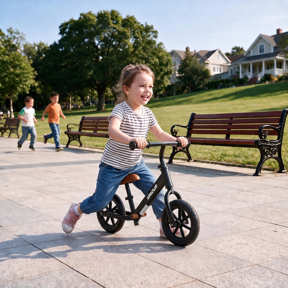 image 1 of AIYAPLAY 11.2" Balance Bike with Lighting Wheels for 2-5 Years, Black