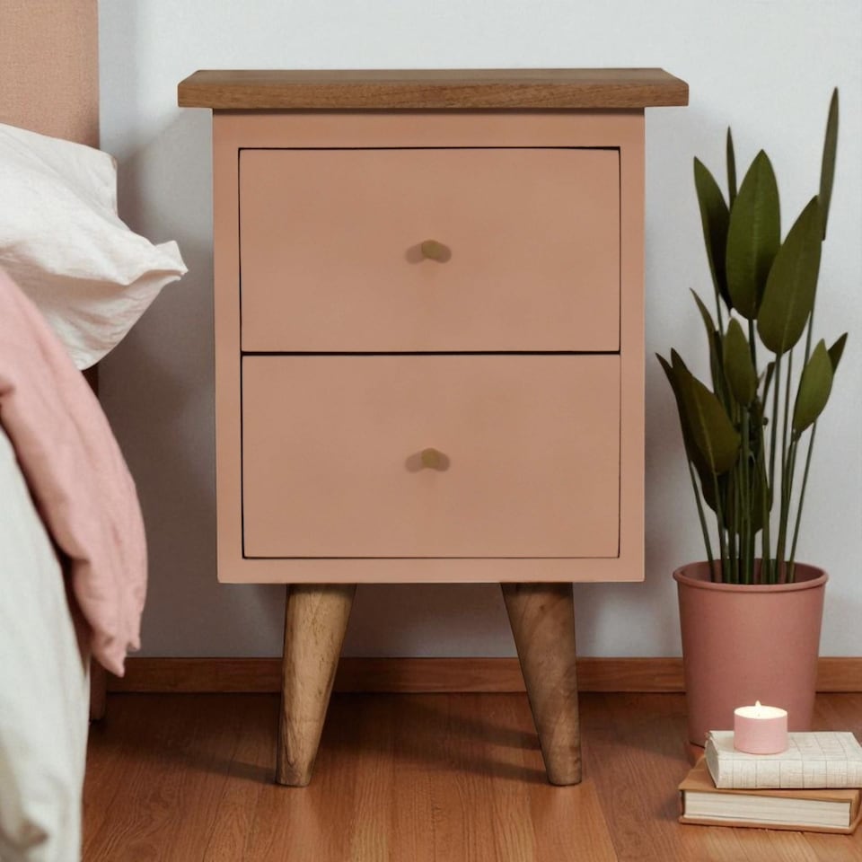 image 1 of Blush Pink Hand Painted Bedside