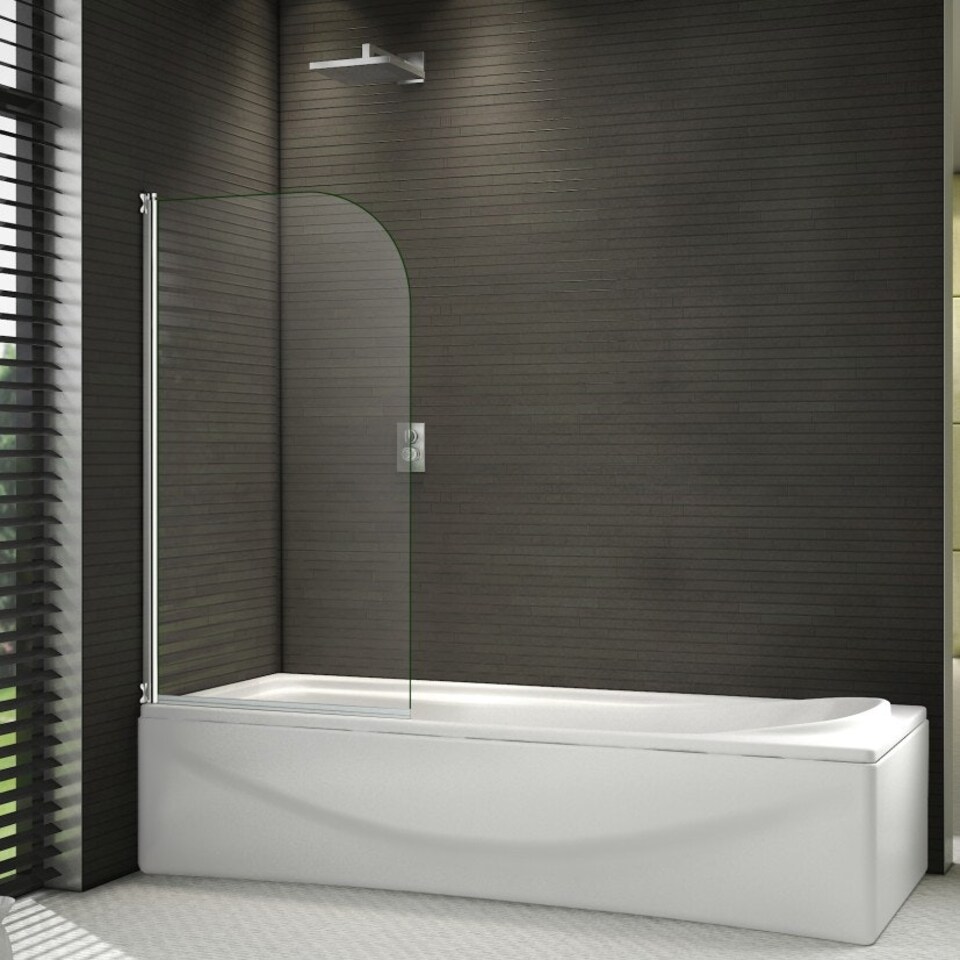 image 1 of 800x1400mm 180 Pivot Shower Bath Screen Tempered Glass Door Panel Chrome