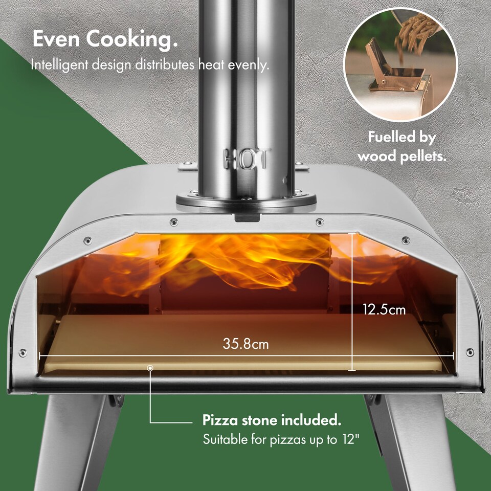 image 1 of VonHaus Pizza Oven for Outdoor Tabletop with Pizza Stone