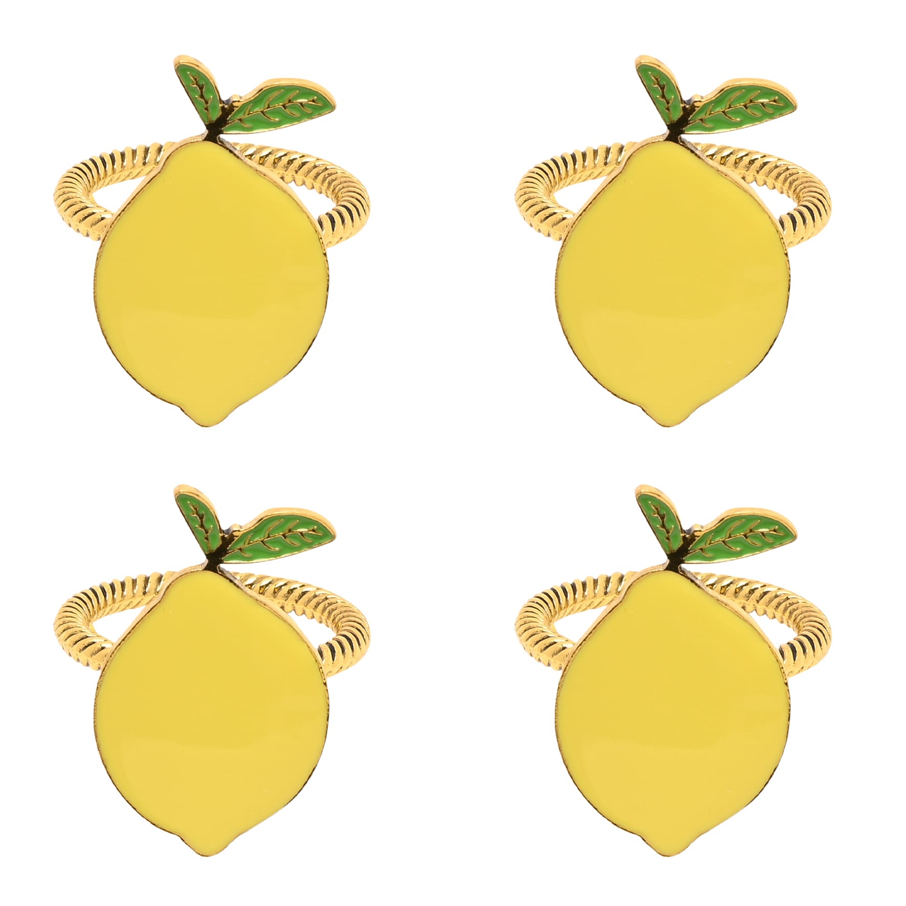 Hestia Set of 4 Lemon Napkin Rings in Yellow