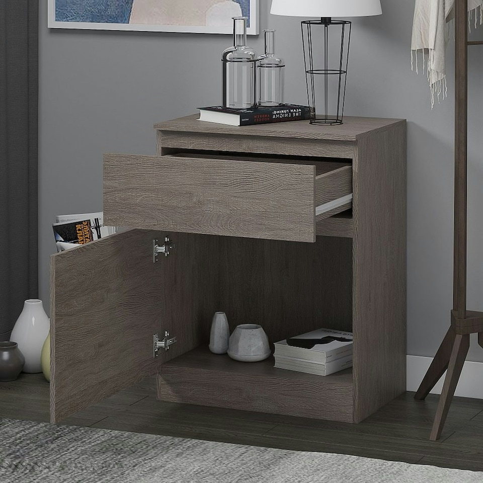 image 1 of FWStyle Stora 1 Door 1 Drawer Multi-Storage Unit - Rustic Oak Brown