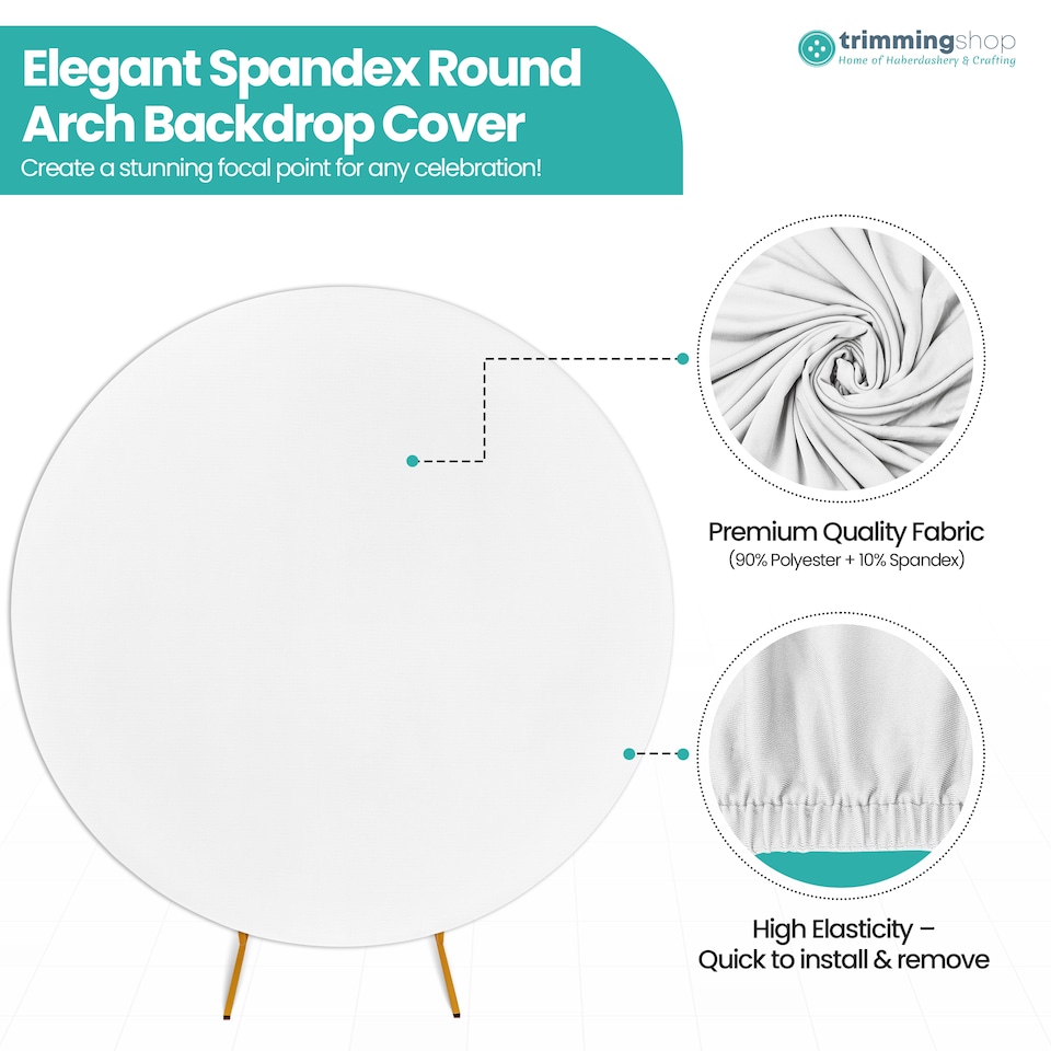 image 1 of 160GSM White Round Arch Backdrop Cover - 180cm