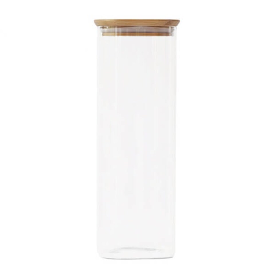 image 1 of Pebbly Square 2200ml Canister With Bamboo Lid