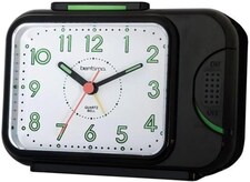 Acctim Sonnet Analogue Alarm Clock Non Ticking Sweep Luminous Hands Bell Alarm | Black | Black