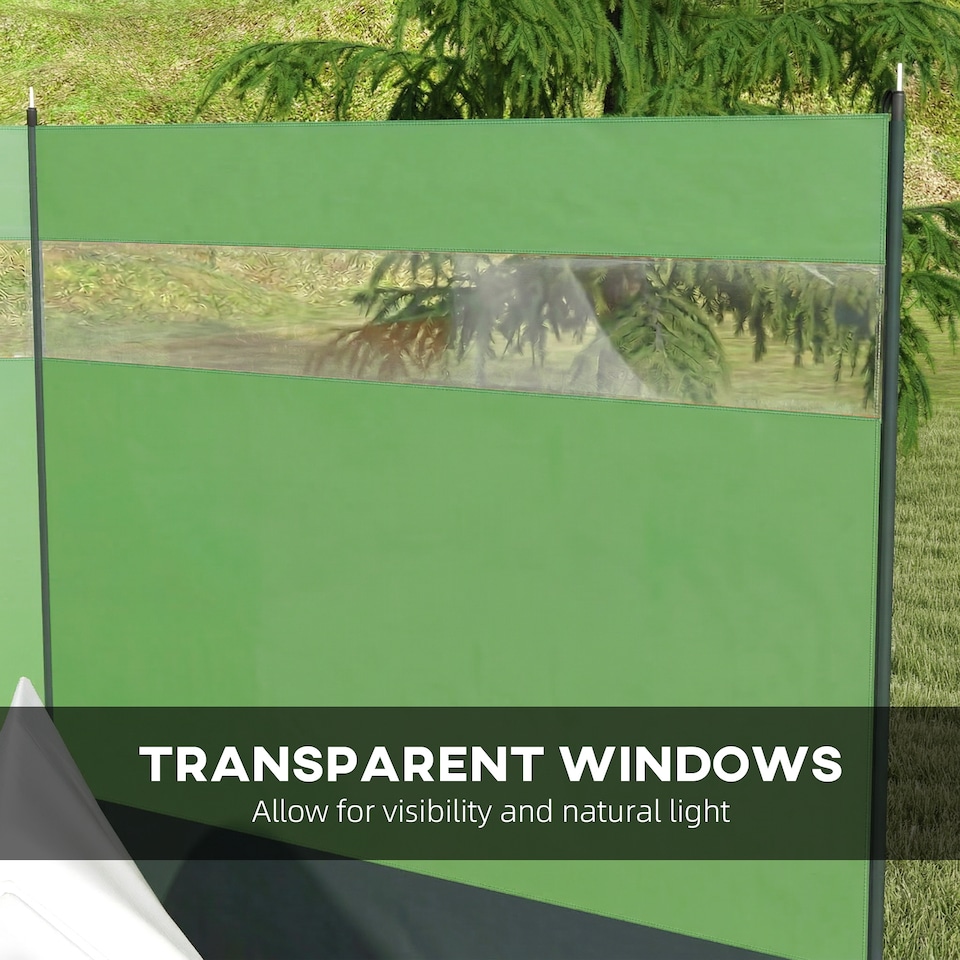 image 1 of Outsunny Camping Windbreaks with Clear Windows and Carry Bag | Green | Army Green | 440 x 140 cm