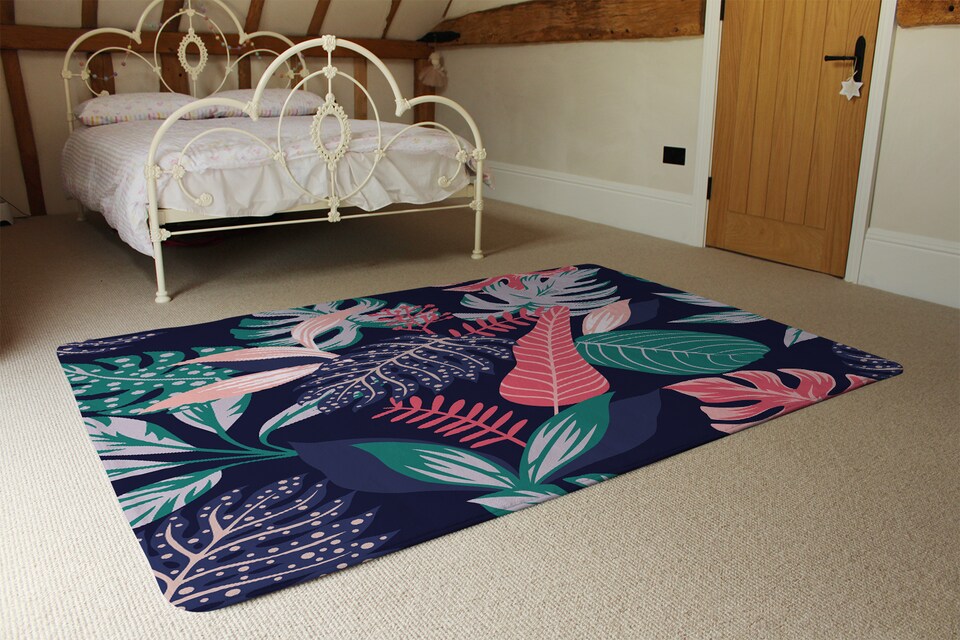 image 1 of Tropical Plant Leaves Rug | Multi