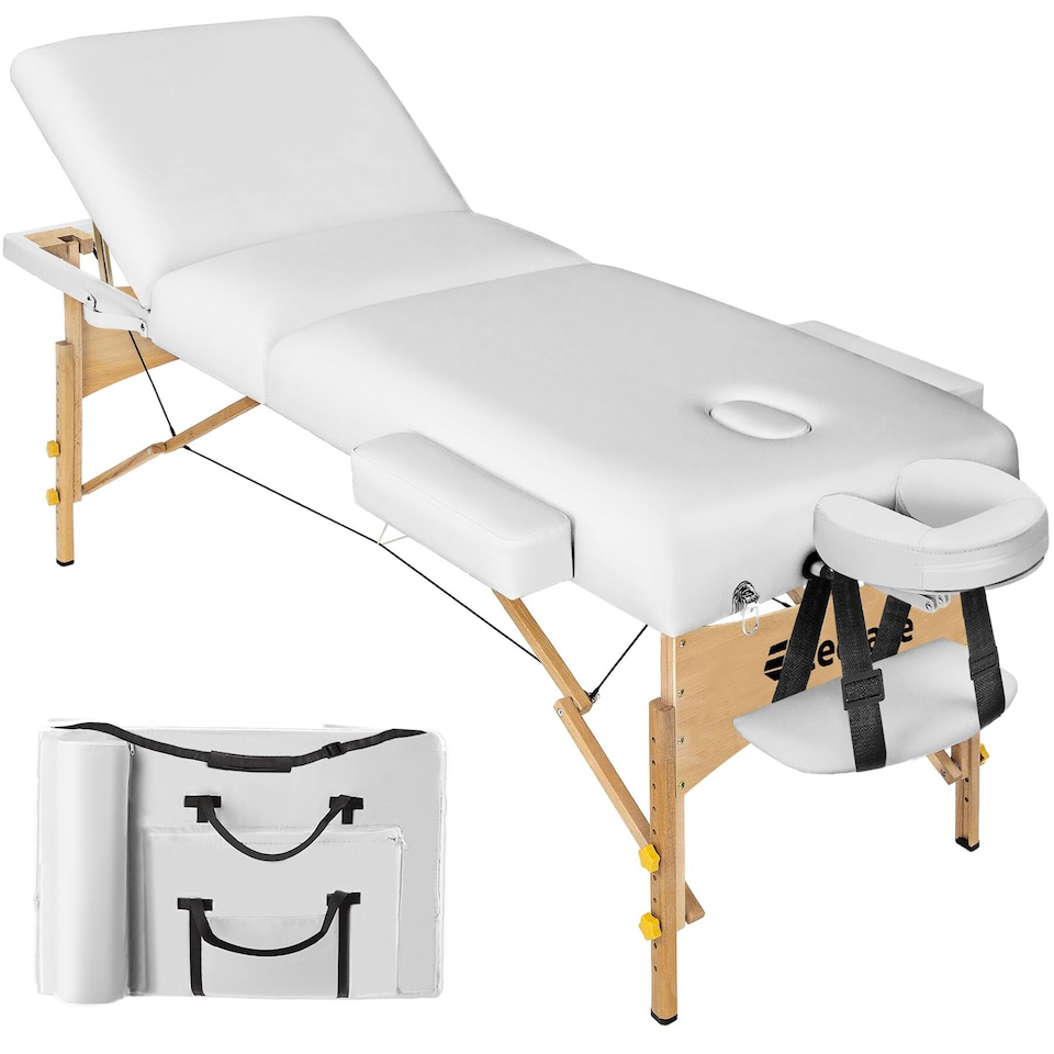 image 1 of Massage Table 3 Zones Massage Table Massage Bed Cosmetic With Lounger Bag Head- And Armrests | White | white | 1