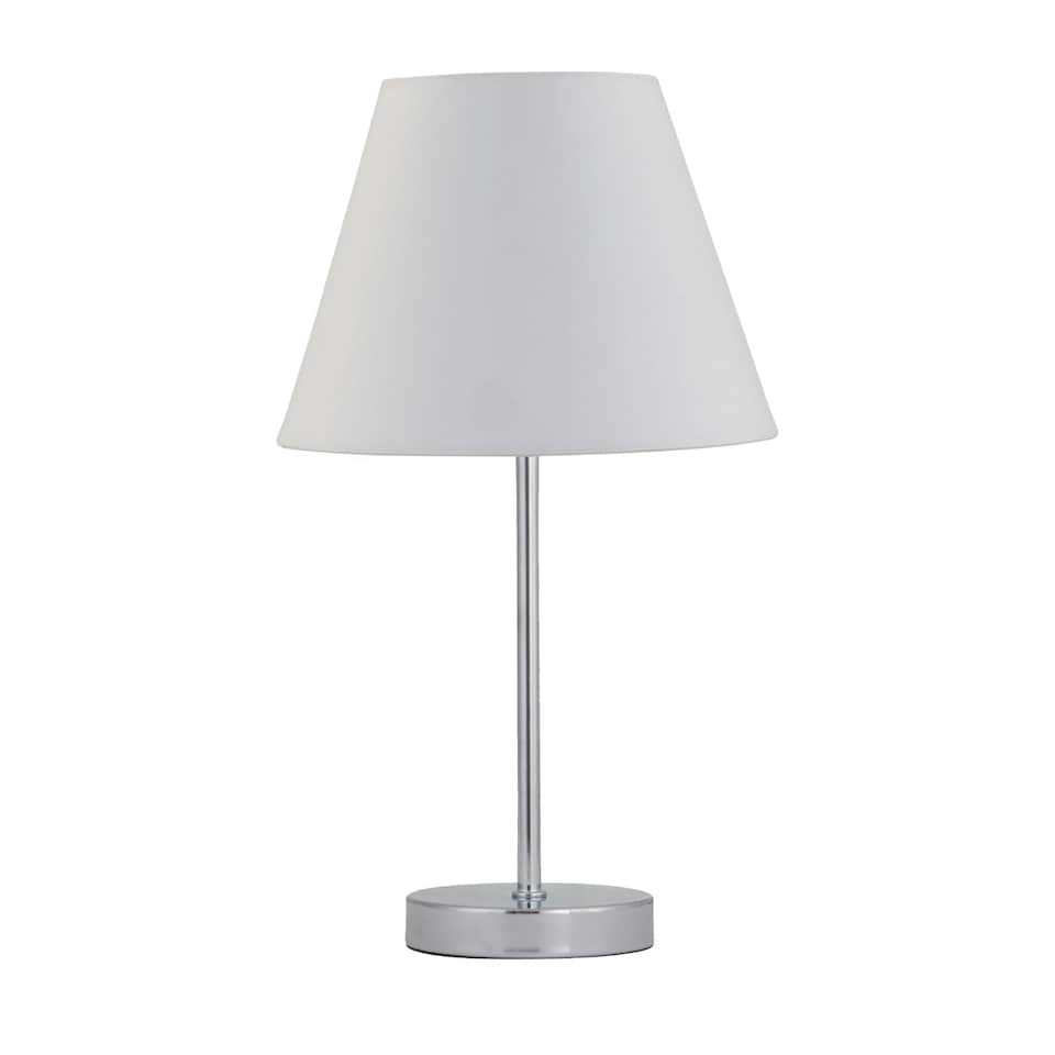 image 1 of Chrome Touch Operated Table Lamp with Ivory Off White Shade Chrome | Red