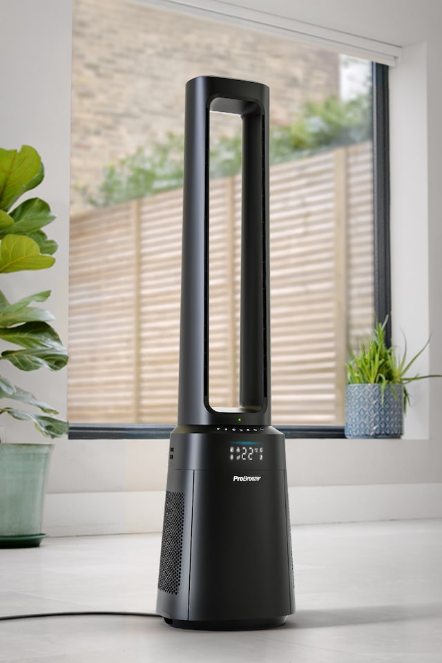 image 1 of Pro Breeze OmniAir Premium Bladeless Tower Fan and Air Purifier with Smart App Control - Black