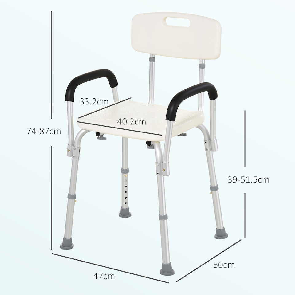 image 1 of HOMCOM Adjustable Shower Chair, Shower Seat, Portable Medical Stool with Adjustable Back and Armrest for Mobility