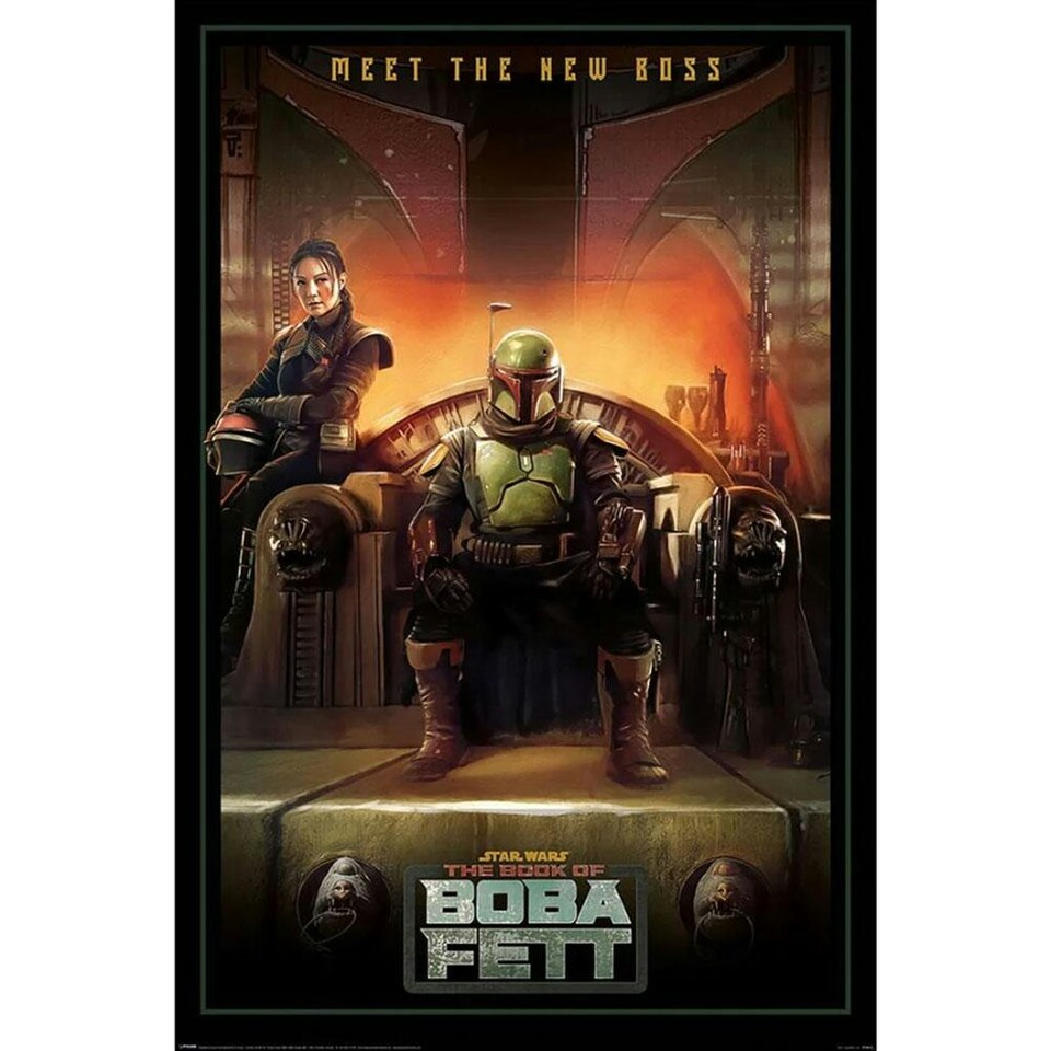 Star Wars: The Book Of Boba Fett Meet The New Boss Poster - Black/Grey/Red - One Size