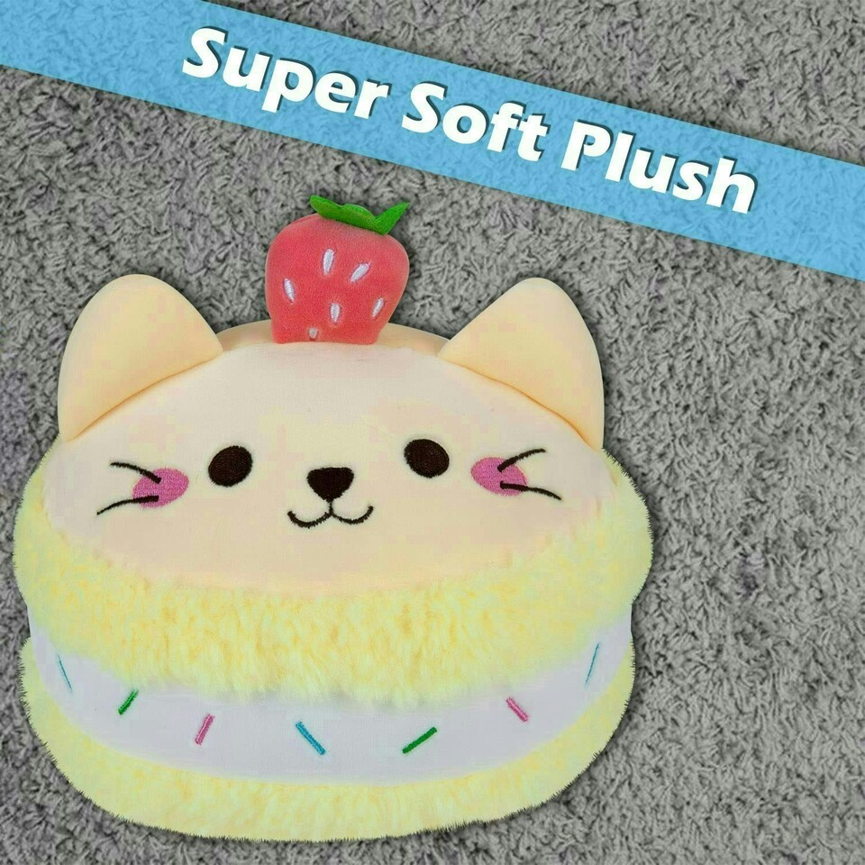 image 1 of Macaroon Cat Soft Toy Cute Plushie Huggable Cuddly Stuffed Toy 23cm Yellow