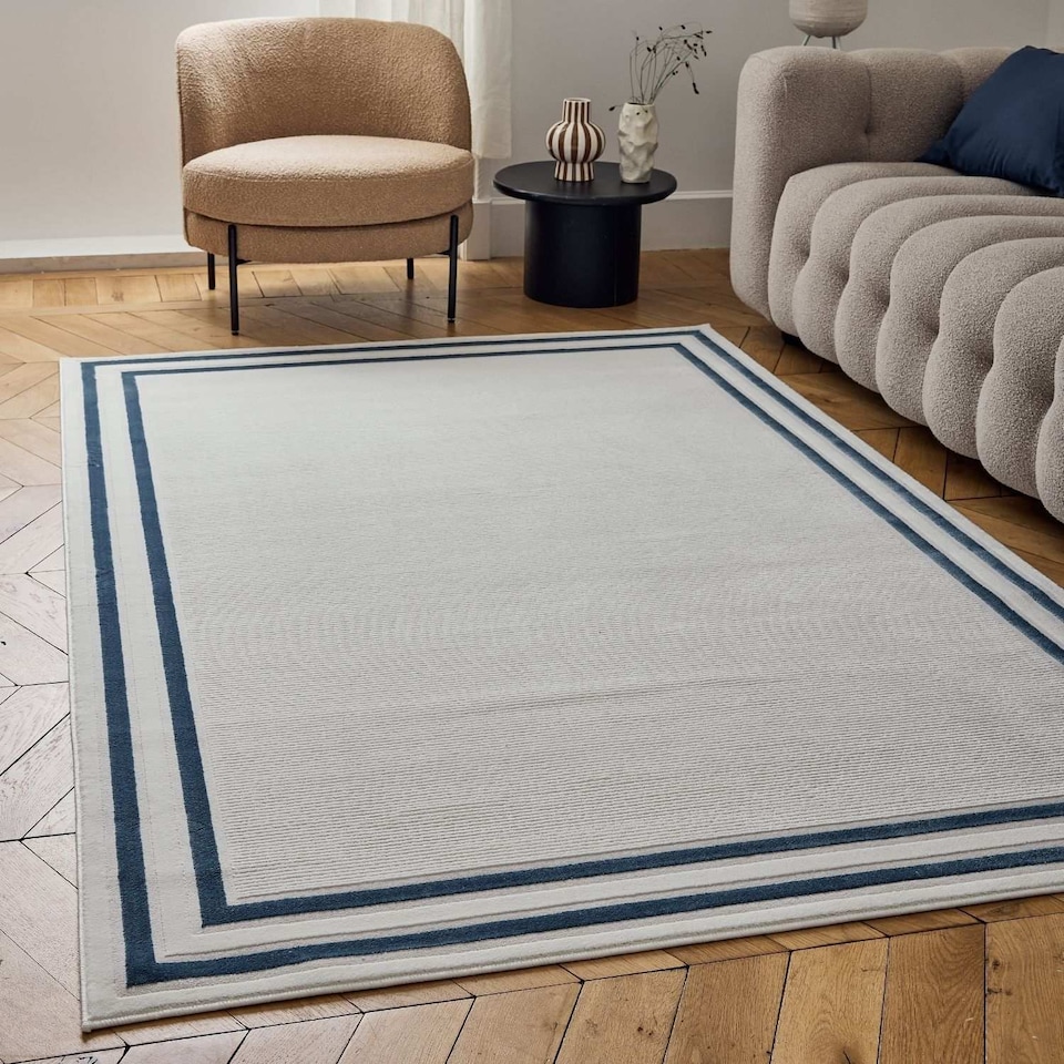 image 1 of The Rugs Carmel Collection Bordered Area Floor Rug Runner Soft Pile Living Room Bedroom