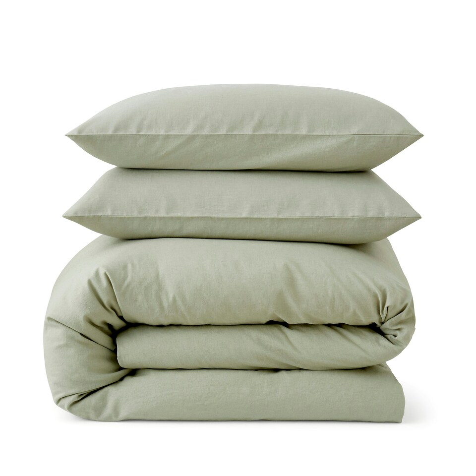 image 1 of Touch Of Linen - Pistachio Green- Duvet Cover Set (Includes 2 Pillowcases - 1 For Single) Green | Pistachio Green | Single